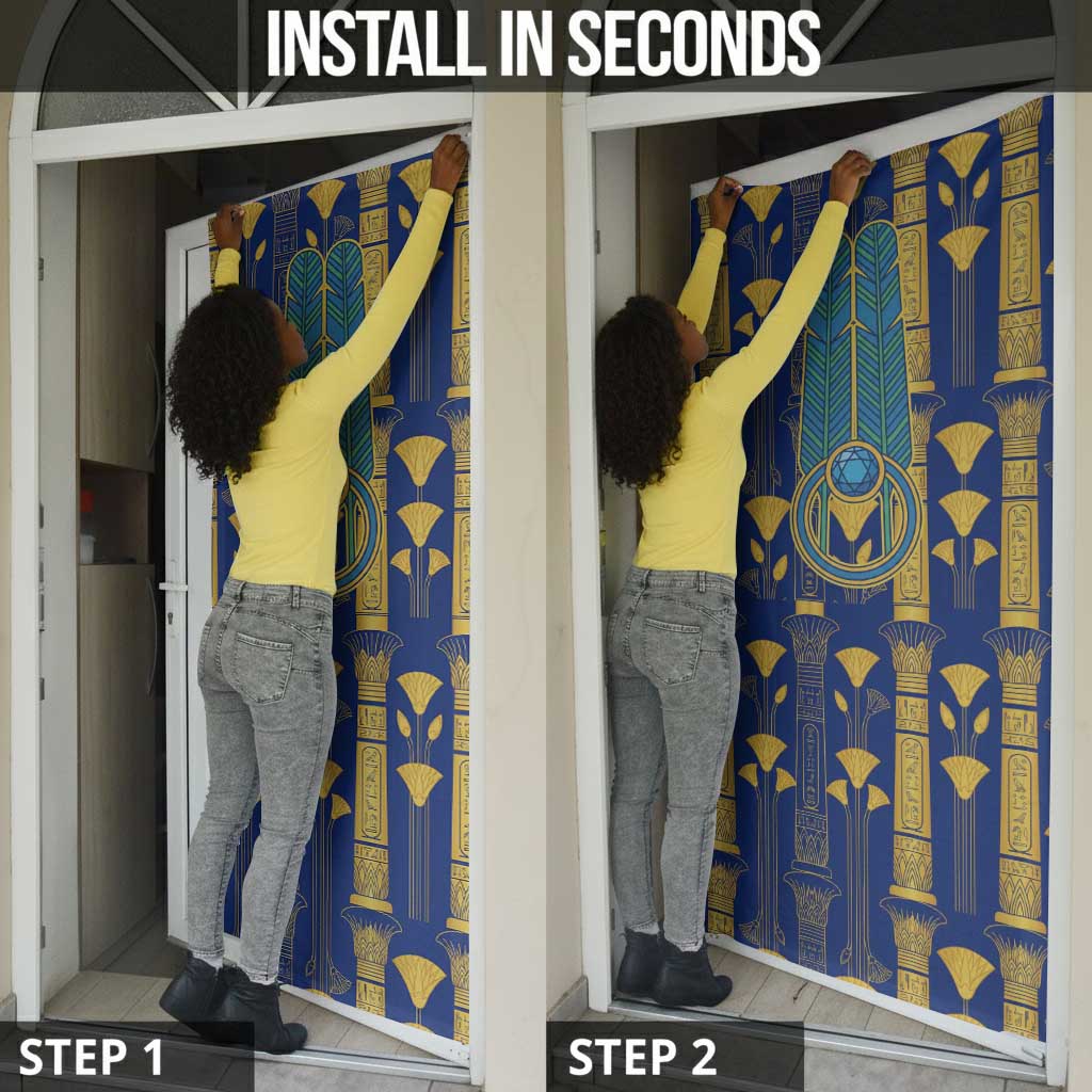 Amun Door Cover Ancient Egyptian Hieroglyphic, Pharaoh and Scarab - Wonder Print Shop