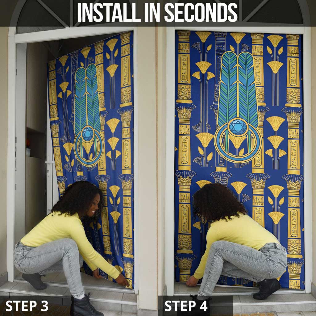 Amun Door Cover Ancient Egyptian Hieroglyphic, Pharaoh and Scarab - Wonder Print Shop