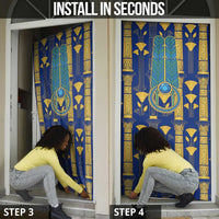 Amun Door Cover Ancient Egyptian Hieroglyphic, Pharaoh and Scarab - Wonder Print Shop