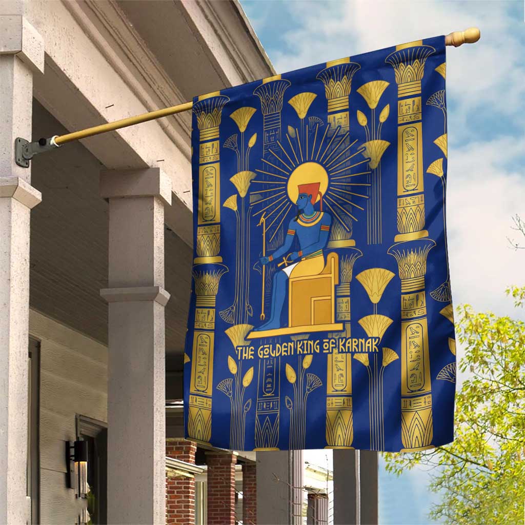 Amun Garden Flag Ancient Egyptian Hieroglyphic, Pharaoh and Scarab - Wonder Print Shop
