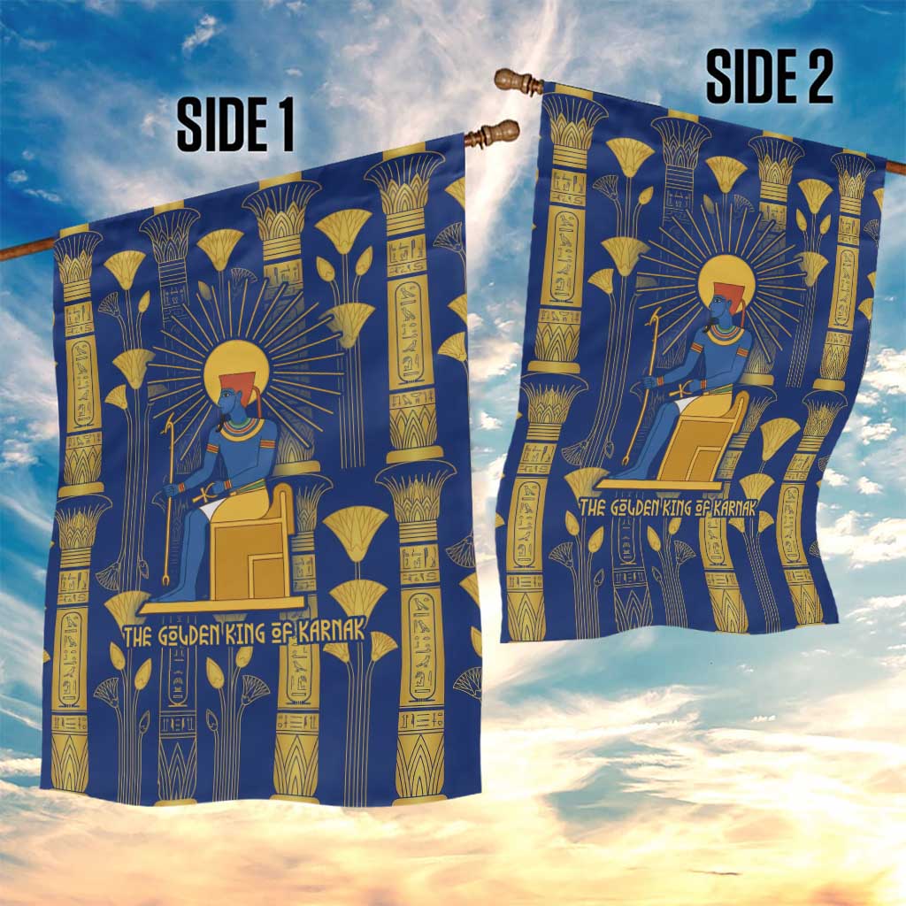 Amun Garden Flag Ancient Egyptian Hieroglyphic, Pharaoh and Scarab - Wonder Print Shop