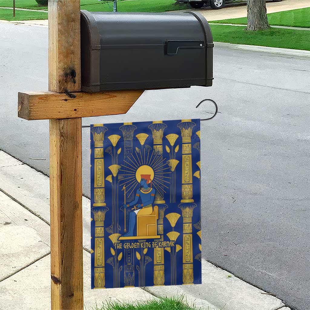 Amun Garden Flag Ancient Egyptian Hieroglyphic, Pharaoh and Scarab - Wonder Print Shop