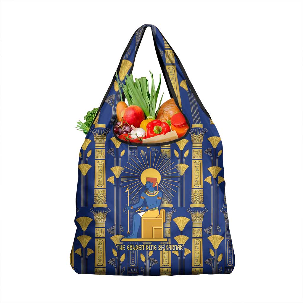Amun Grocery Bag Ancient Egyptian Hieroglyphic, Pharaoh and Scarab - Wonder Print Shop