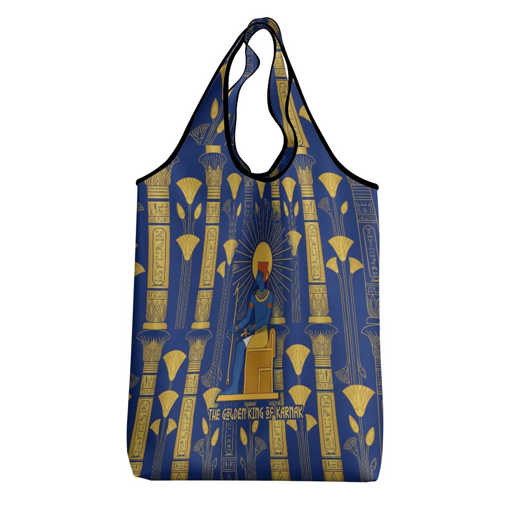 Amun Grocery Bag Ancient Egyptian Hieroglyphic, Pharaoh and Scarab - Wonder Print Shop