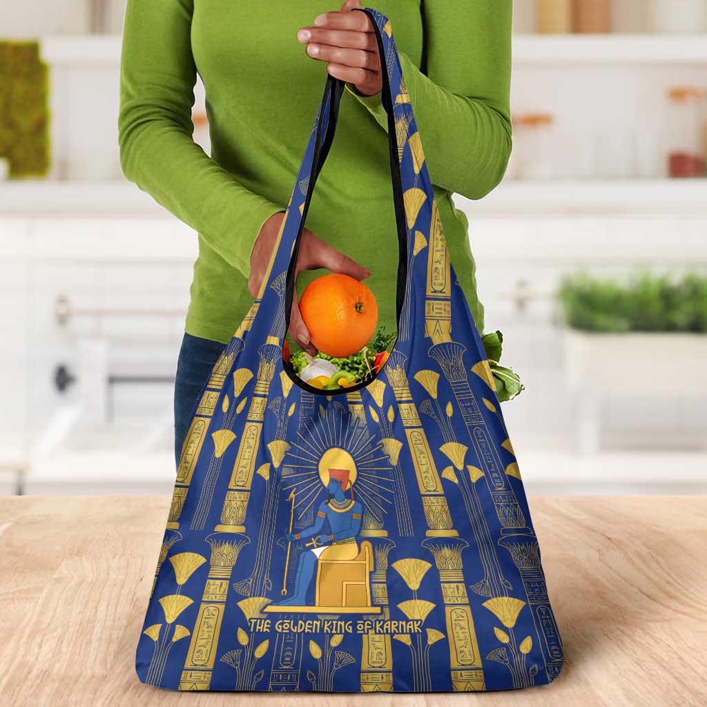 Amun Grocery Bag Ancient Egyptian Hieroglyphic, Pharaoh and Scarab - Wonder Print Shop