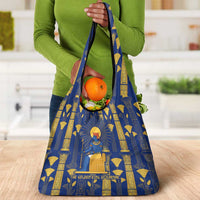 Amun Grocery Bag Ancient Egyptian Hieroglyphic, Pharaoh and Scarab - Wonder Print Shop