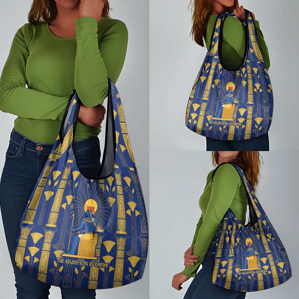 Amun Grocery Bag Ancient Egyptian Hieroglyphic, Pharaoh and Scarab - Wonder Print Shop