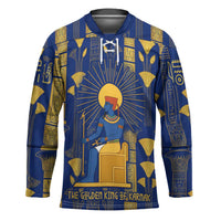 Amun Hockey Jersey Ancient Egyptian Hieroglyphic, Pharaoh and Scarab - Wonder Print Shop