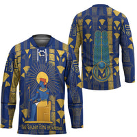Amun Hockey Jersey Ancient Egyptian Hieroglyphic, Pharaoh and Scarab - Wonder Print Shop