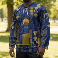 Amun Hockey Jersey Ancient Egyptian Hieroglyphic, Pharaoh and Scarab - Wonder Print Shop