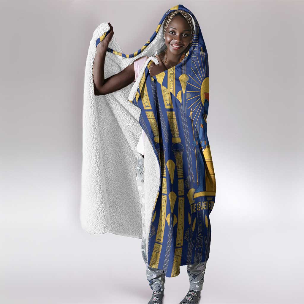 Amun Hooded Blanket Ancient Egyptian Hieroglyphic, Pharaoh and Scarab - Wonder Print Shop