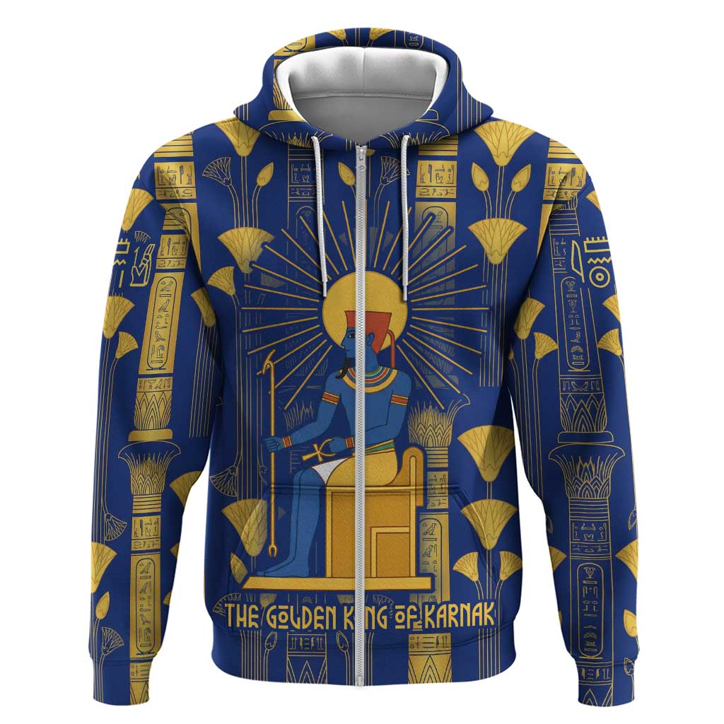 Amun Hoodie Ancient Egyptian Hieroglyphic, Pharaoh and Scarab - Wonder Print Shop