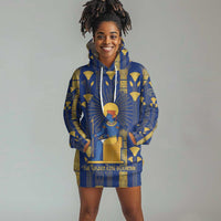 Amun Hoodie Dress Ancient Egyptian Hieroglyphic, Pharaoh and Scarab - Wonder Print Shop