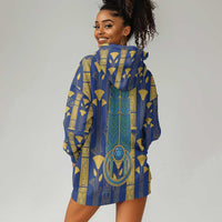 Amun Hoodie Dress Ancient Egyptian Hieroglyphic, Pharaoh and Scarab - Wonder Print Shop