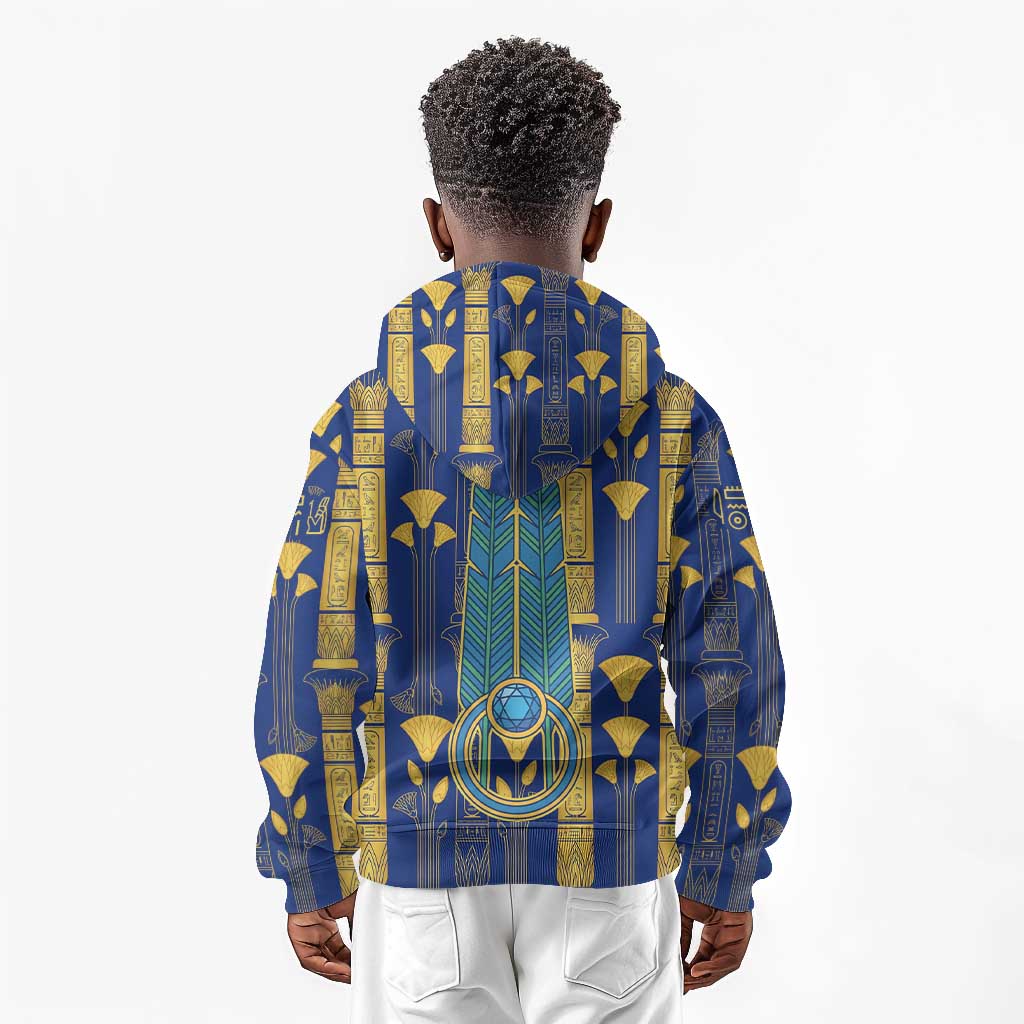 Amun Kid Hoodie Ancient Egyptian Hieroglyphic, Pharaoh and Scarab - Wonder Print Shop