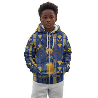 Amun Kid Hoodie Ancient Egyptian Hieroglyphic, Pharaoh and Scarab - Wonder Print Shop