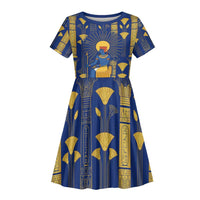 Amun Kid Short Sleeve Dress Ancient Egyptian Hieroglyphic, Pharaoh and Scarab - Wonder Print Shop