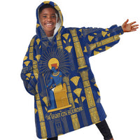 Amun Kid Wearable Blanket Hoodie Ancient Egyptian Hieroglyphic, Pharaoh and Scarab - Wonder Print Shop