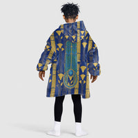 Amun Kid Wearable Blanket Hoodie Ancient Egyptian Hieroglyphic, Pharaoh and Scarab - Wonder Print Shop