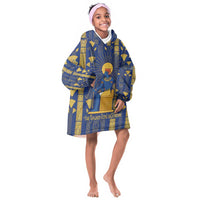 Amun Kid Wearable Blanket Hoodie Ancient Egyptian Hieroglyphic, Pharaoh and Scarab - Wonder Print Shop