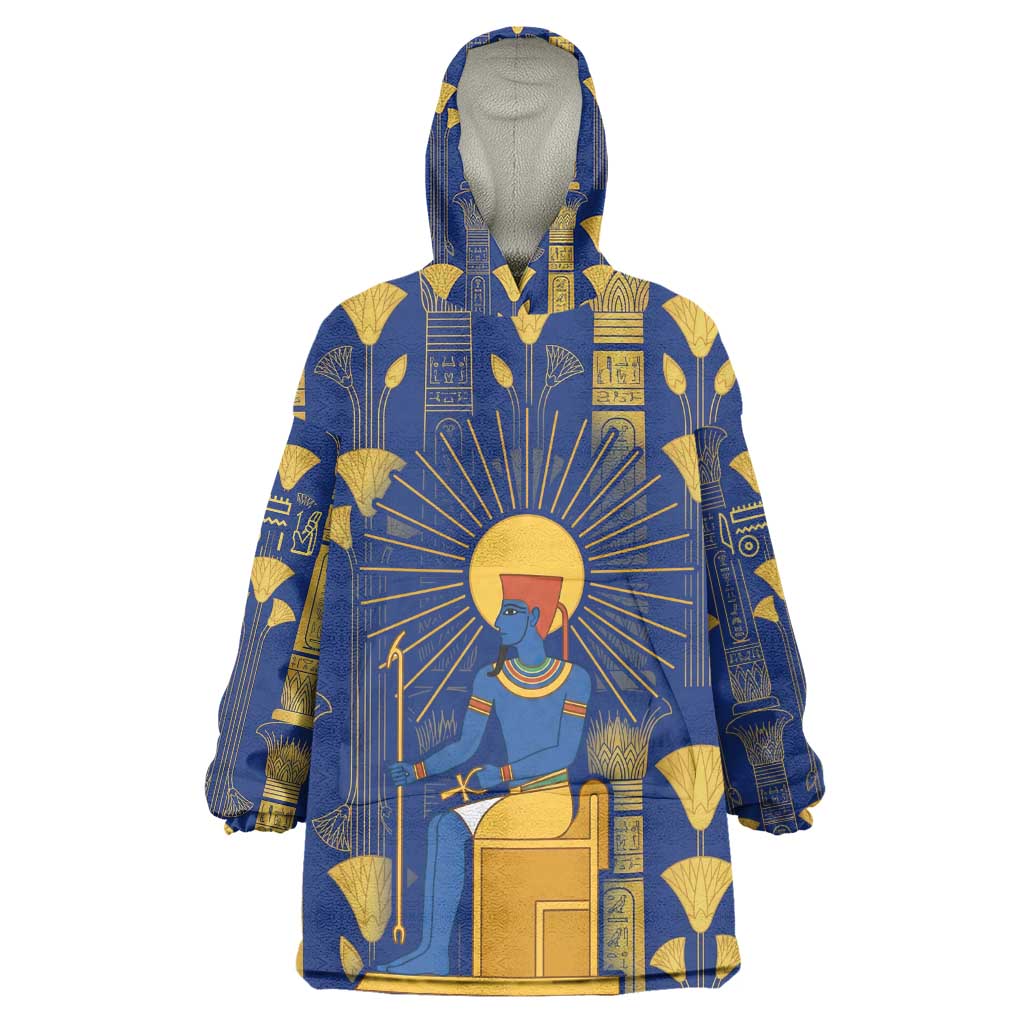 Amun Kid Wearable Blanket Hoodie Ancient Egyptian Hieroglyphic, Pharaoh and Scarab - Wonder Print Shop