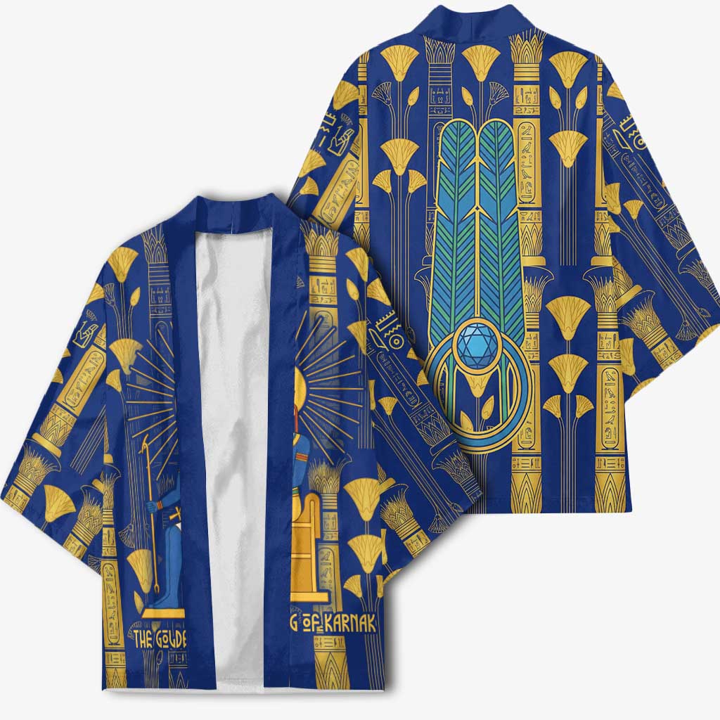 Amun Kimono Ancient Egyptian Hieroglyphic, Pharaoh and Scarab - Wonder Print Shop