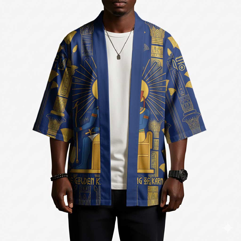 Amun Kimono Ancient Egyptian Hieroglyphic, Pharaoh and Scarab - Wonder Print Shop