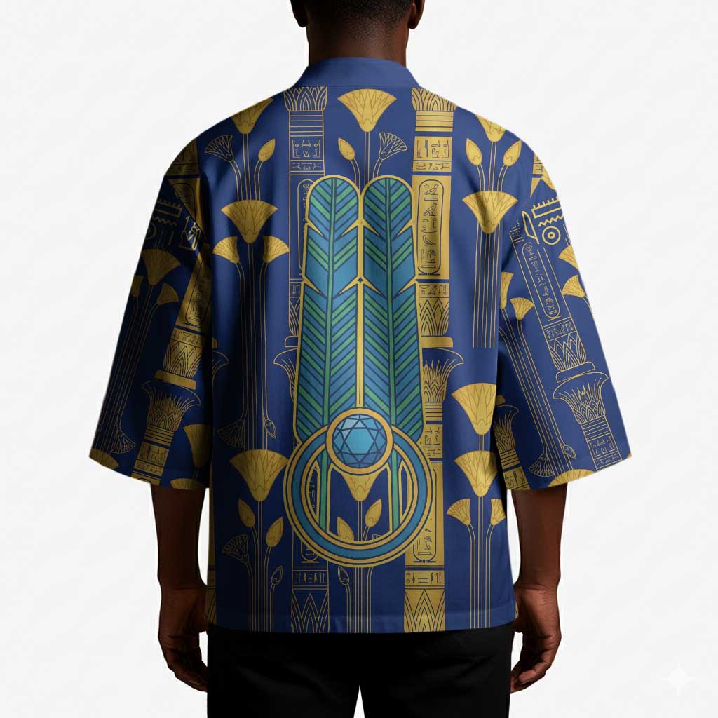 Amun Kimono Ancient Egyptian Hieroglyphic, Pharaoh and Scarab - Wonder Print Shop
