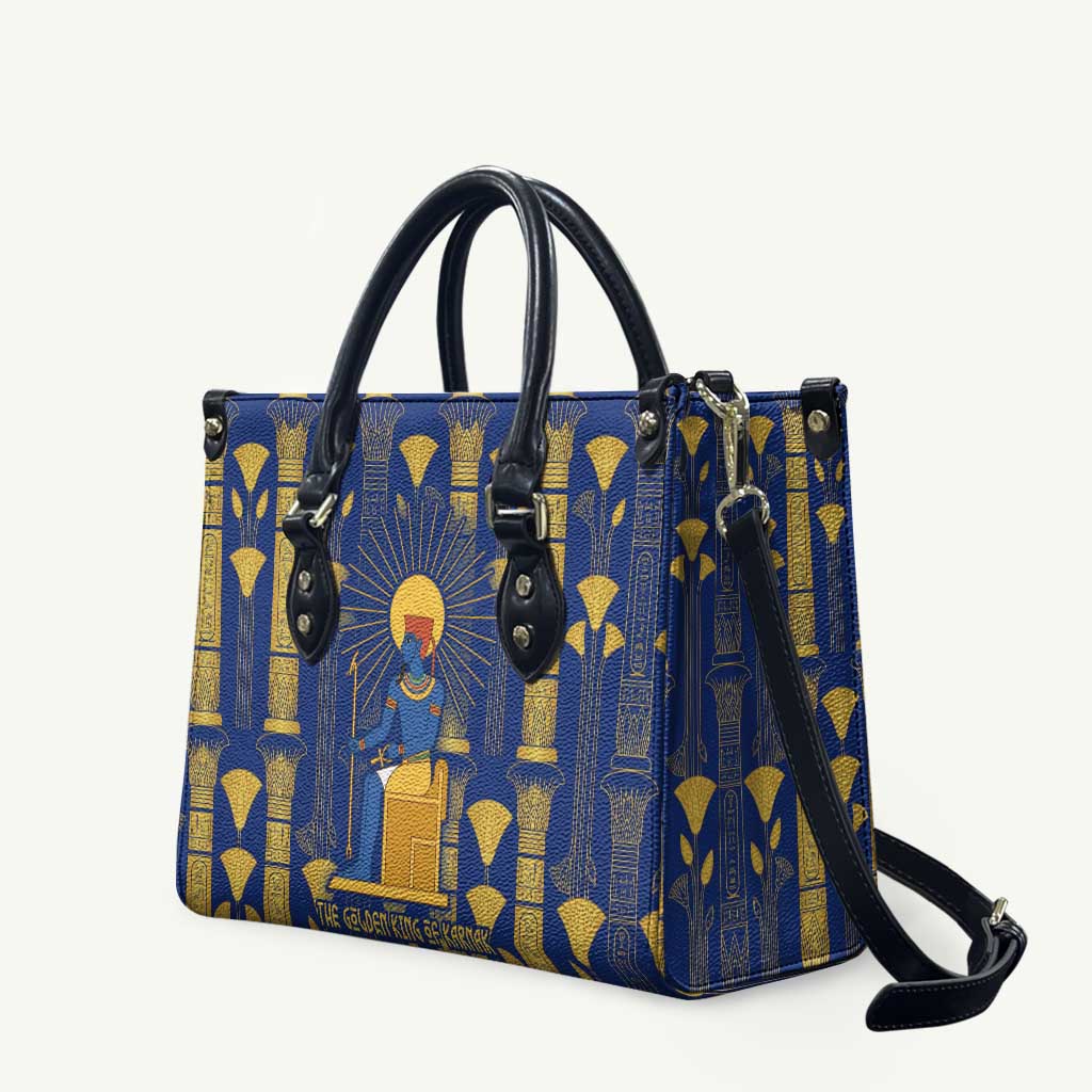 Amun Leather Bag Ancient Egyptian Hieroglyphic, Pharaoh and Scarab - Wonder Print Shop