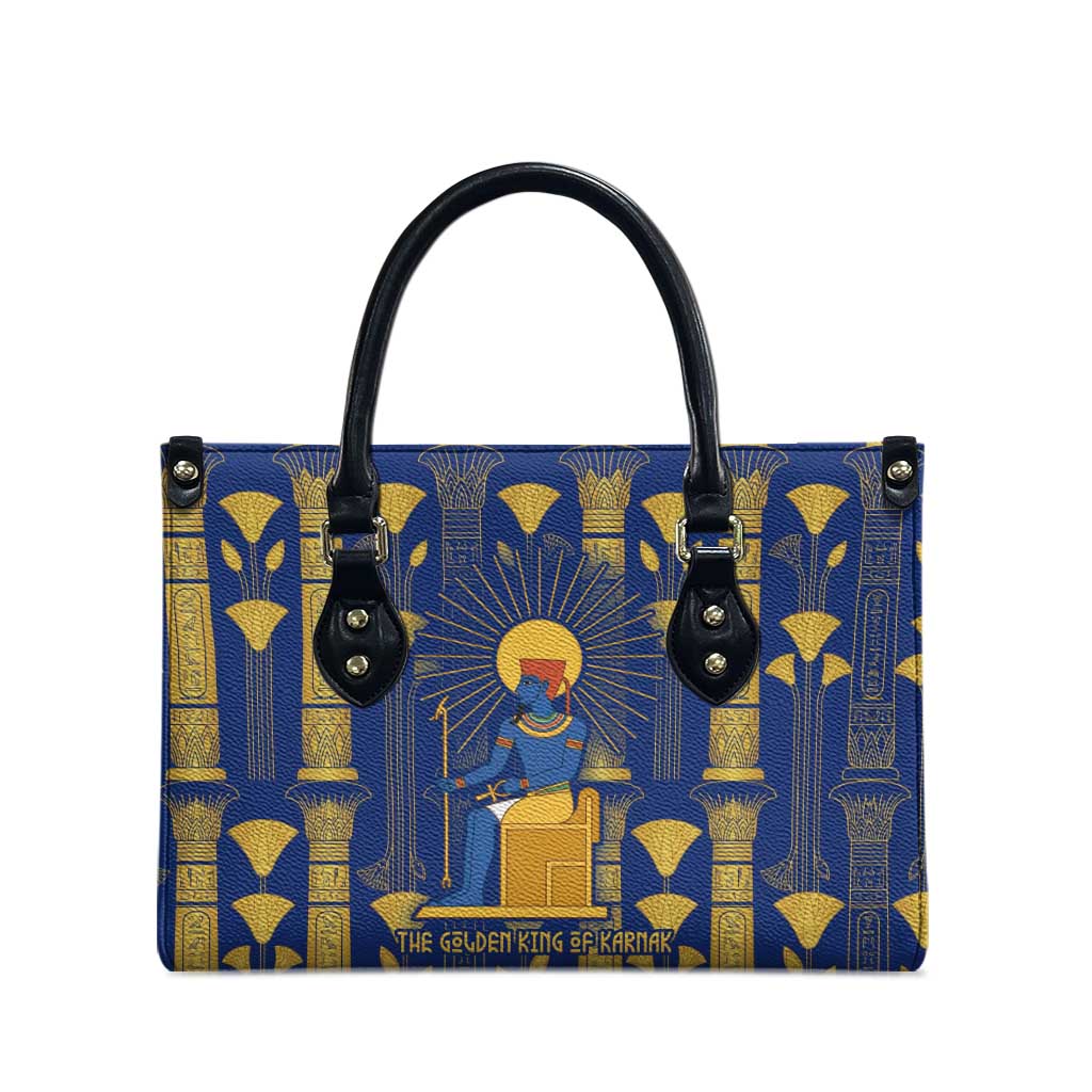 Amun Leather Bag Ancient Egyptian Hieroglyphic, Pharaoh and Scarab - Wonder Print Shop