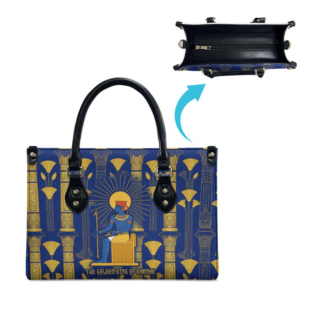 Amun Leather Bag Ancient Egyptian Hieroglyphic, Pharaoh and Scarab - Wonder Print Shop