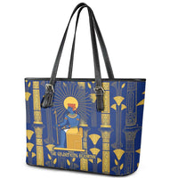 Amun Leather Tote Bag Ancient Egyptian Hieroglyphic, Pharaoh and Scarab - Wonder Print Shop