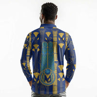 Amun Long Sleeve Polo Shirt Ancient Egyptian Hieroglyphic, Pharaoh and Scarab - Wonder Print Shop