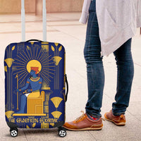 Amun Luggage Cover Ancient Egyptian Hieroglyphic, Pharaoh and Scarab - Wonder Print Shop