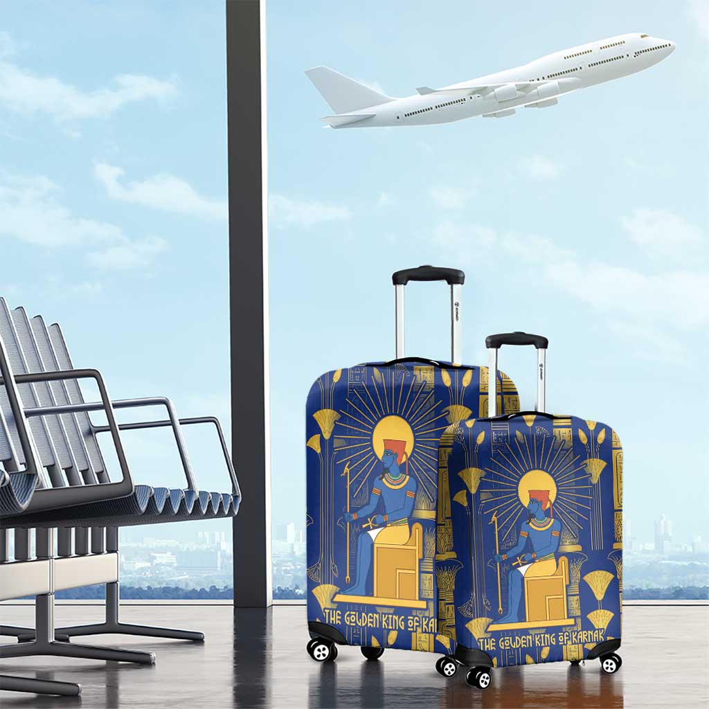 Amun Luggage Cover Ancient Egyptian Hieroglyphic, Pharaoh and Scarab - Wonder Print Shop