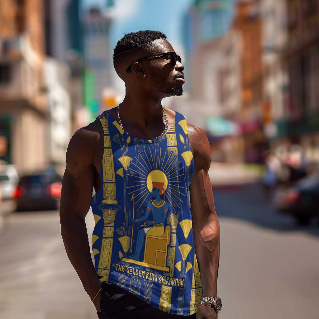 Amun Men Tank Top Ancient Egyptian Hieroglyphic, Pharaoh and Scarab - Wonder Print Shop