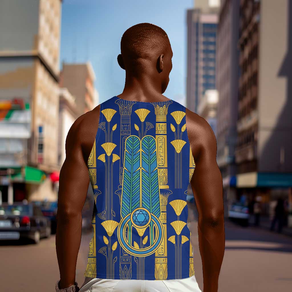 Amun Men Tank Top Ancient Egyptian Hieroglyphic, Pharaoh and Scarab - Wonder Print Shop