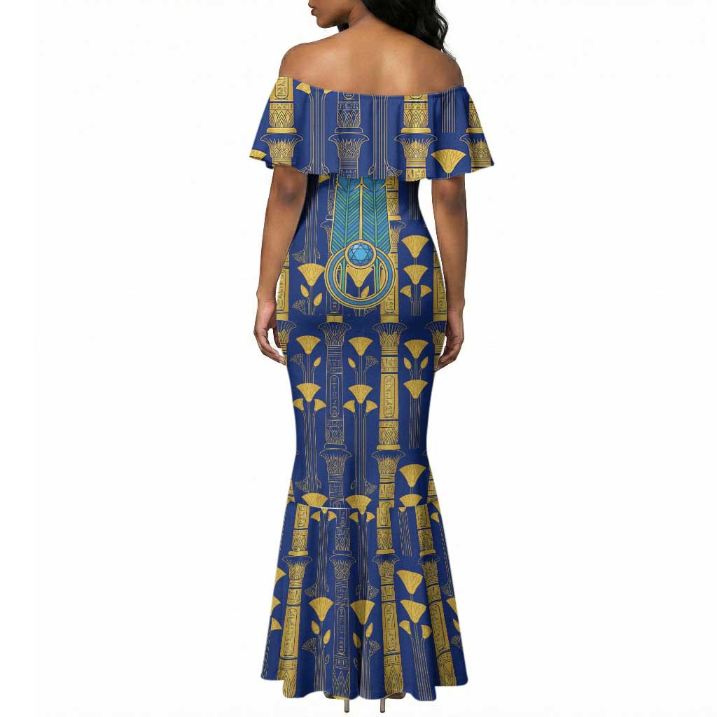 Amun Mermaid Dress Ancient Egyptian Hieroglyphic, Pharaoh and Scarab - Wonder Print Shop