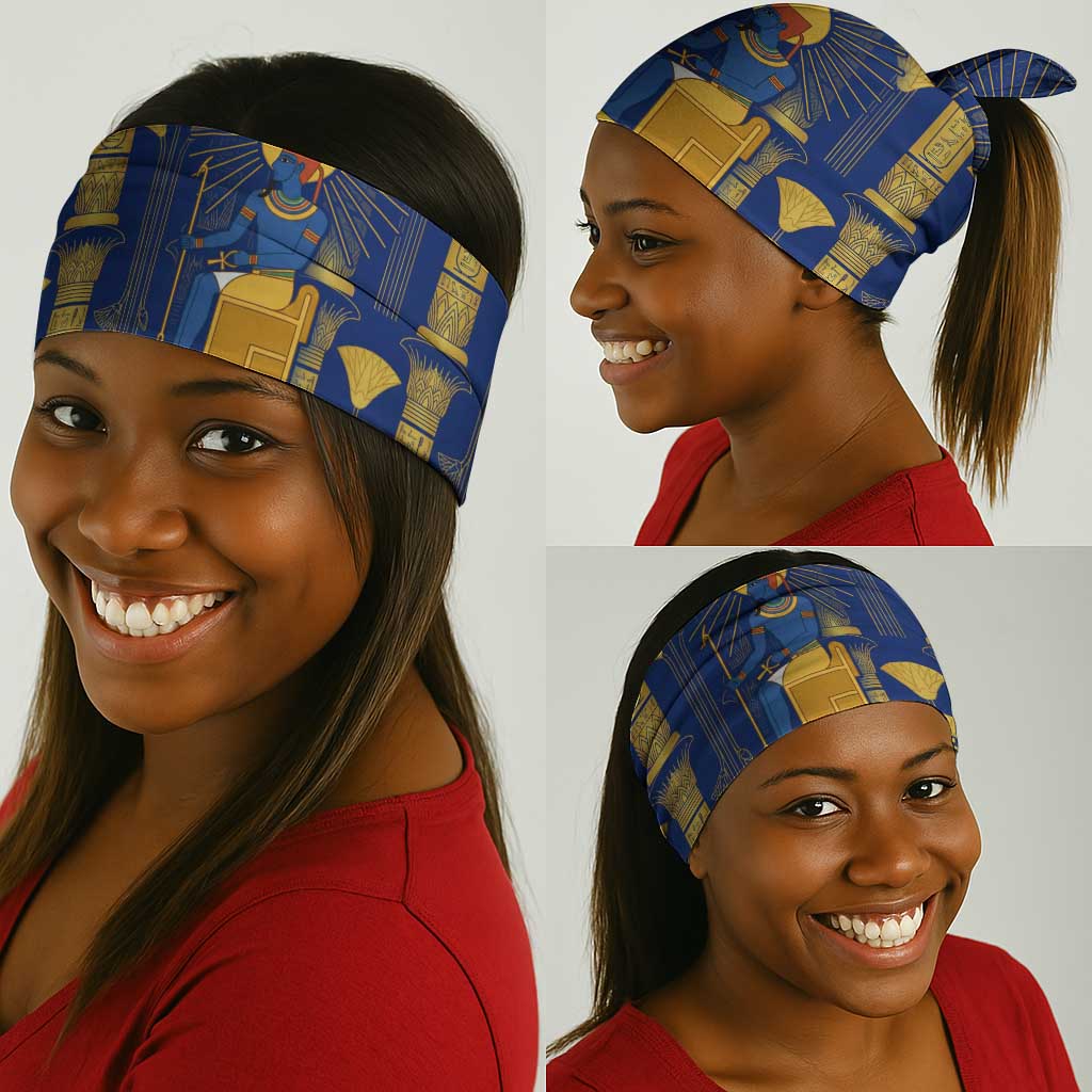 Amun Neck Gaiter Ancient Egyptian Hieroglyphic, Pharaoh and Scarab - Wonder Print Shop