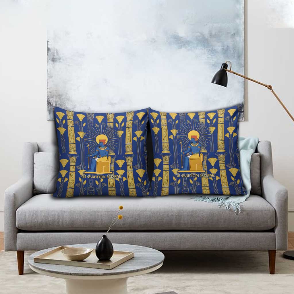 Amun Pillow Cover Ancient Egyptian Hieroglyphic, Pharaoh and Scarab - Wonder Print Shop