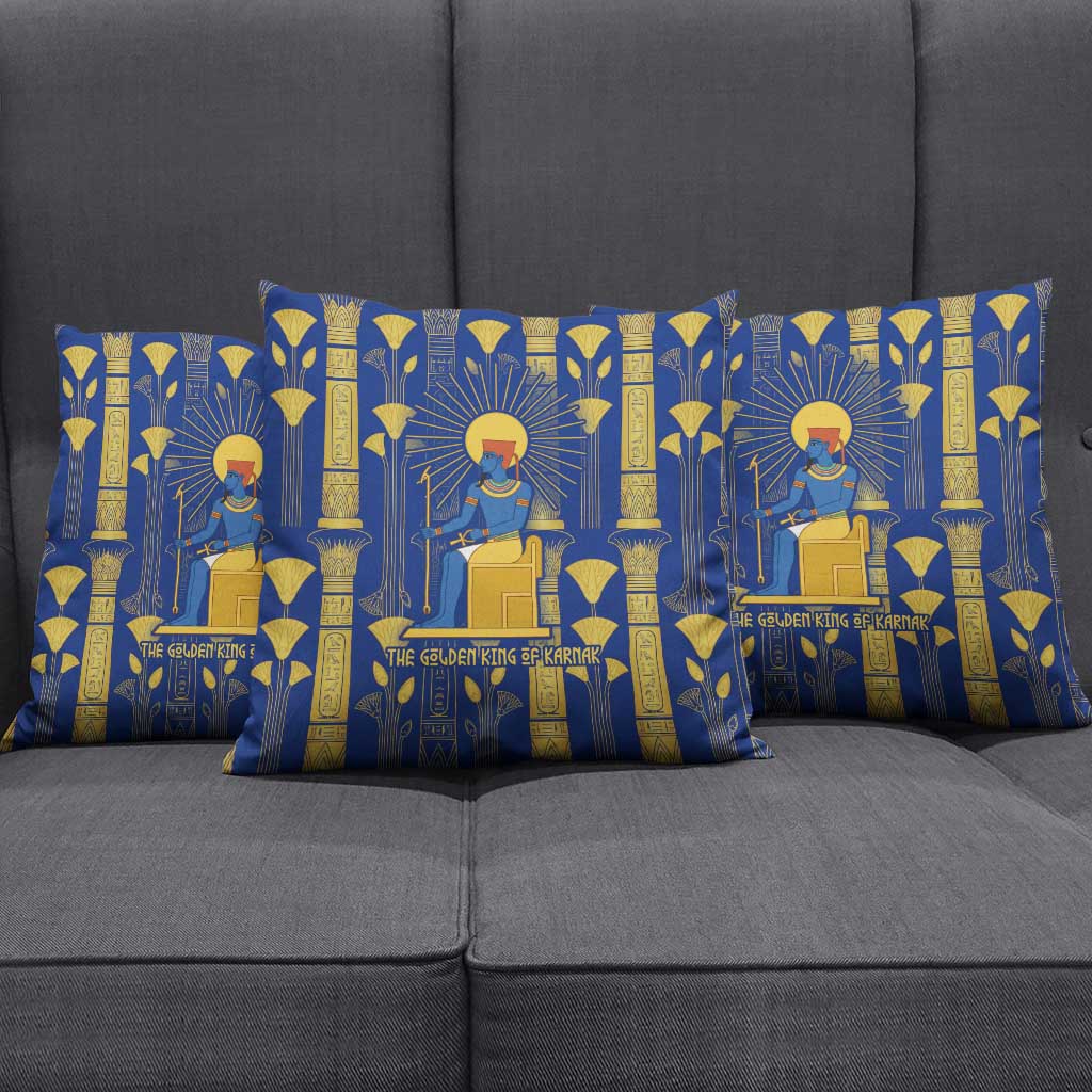 Amun Pillow Cover Ancient Egyptian Hieroglyphic, Pharaoh and Scarab - Wonder Print Shop