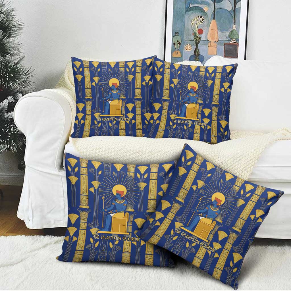 Amun Pillow Cover Ancient Egyptian Hieroglyphic, Pharaoh and Scarab - Wonder Print Shop