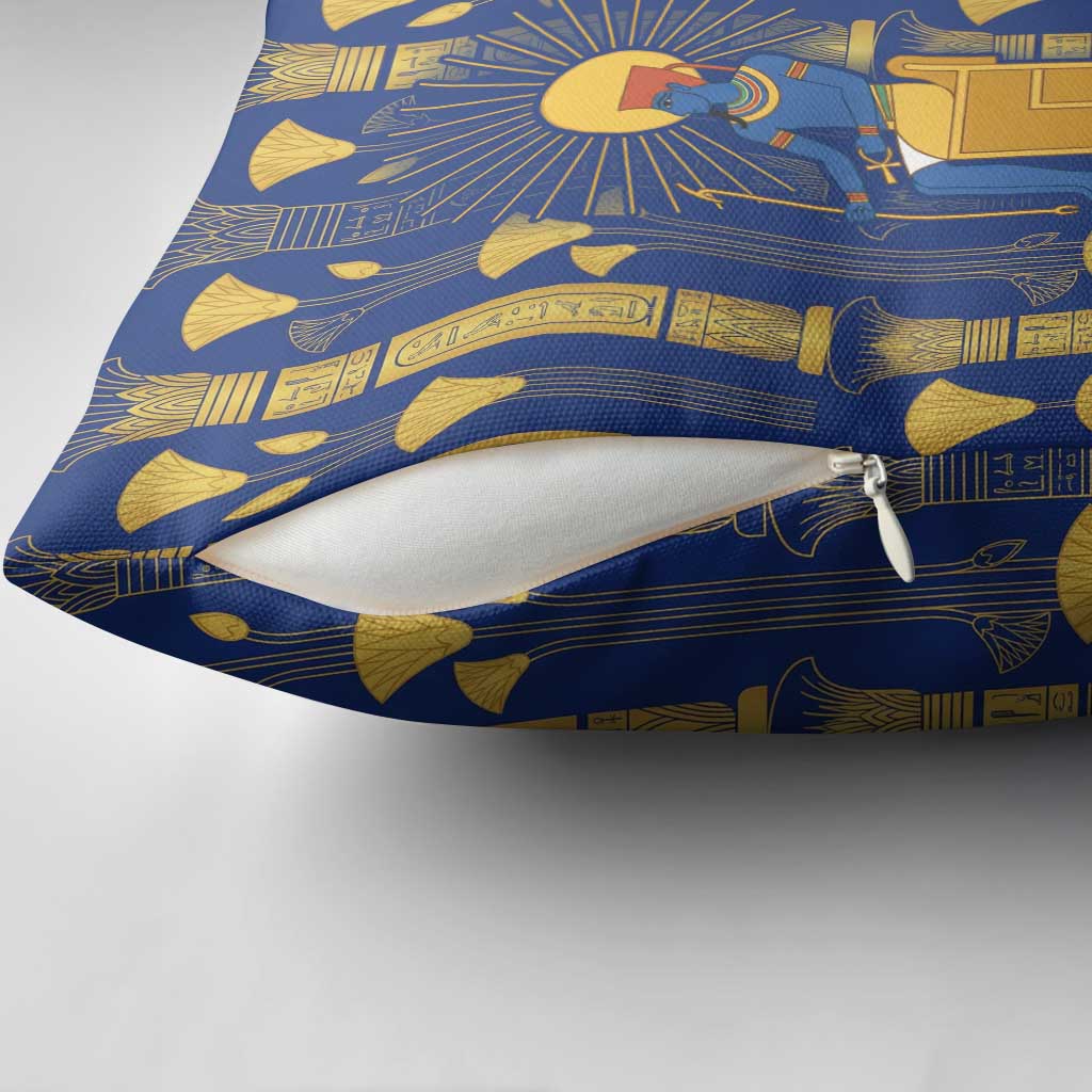 Amun Pillow Cover Ancient Egyptian Hieroglyphic, Pharaoh and Scarab - Wonder Print Shop