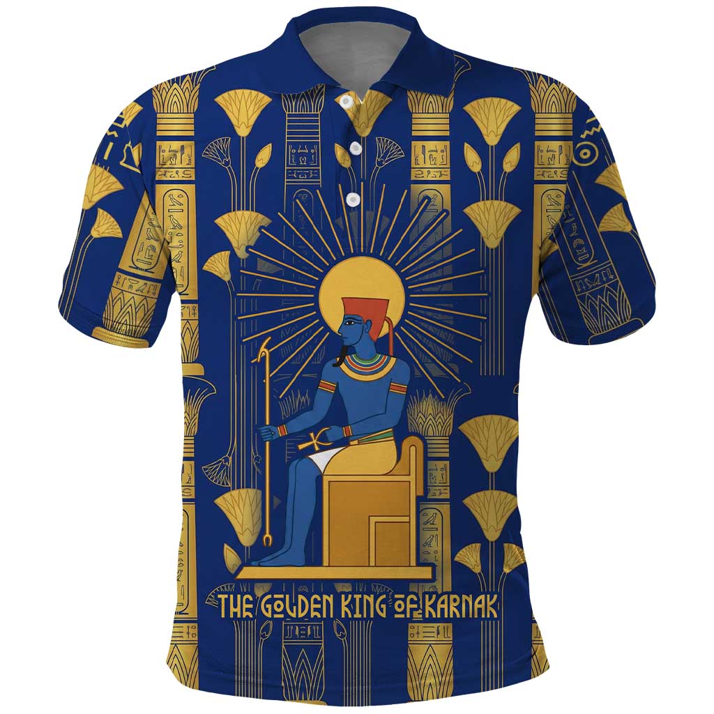 Amun Polo Shirt Ancient Egyptian Hieroglyphic, Pharaoh and Scarab - Wonder Print Shop