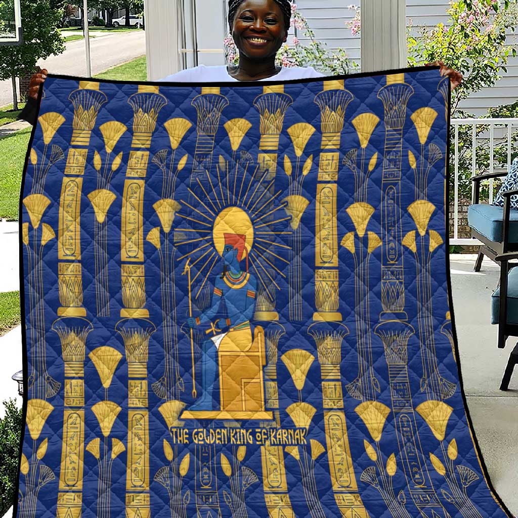 Amun Quilt Ancient Egyptian Hieroglyphic, Pharaoh and Scarab - Wonder Print Shop