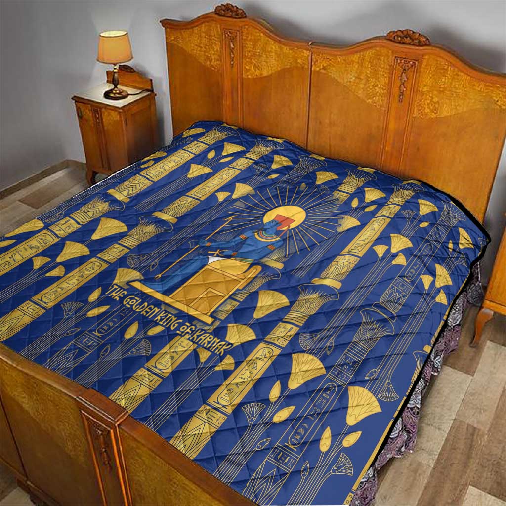 Amun Quilt Ancient Egyptian Hieroglyphic, Pharaoh and Scarab - Wonder Print Shop