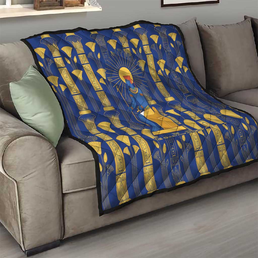 Amun Quilt Ancient Egyptian Hieroglyphic, Pharaoh and Scarab - Wonder Print Shop