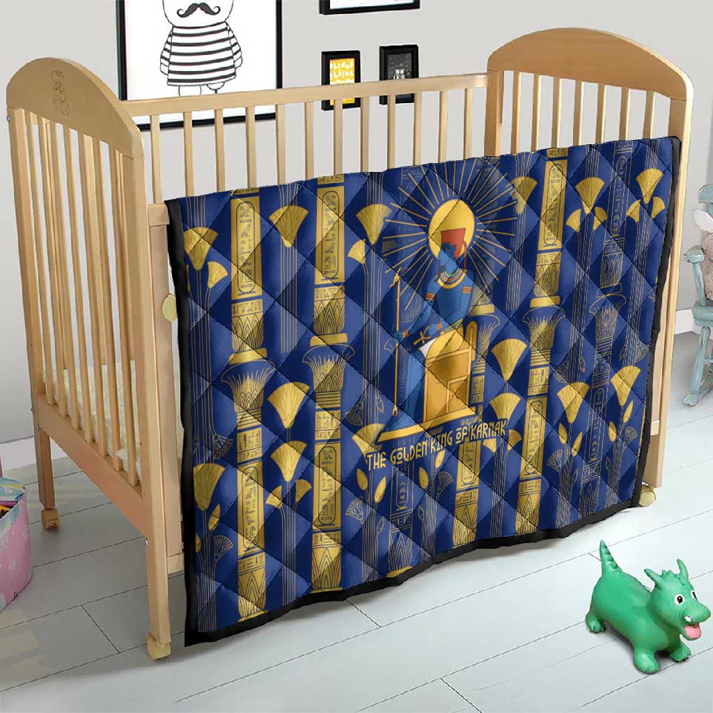 Amun Quilt Ancient Egyptian Hieroglyphic, Pharaoh and Scarab - Wonder Print Shop