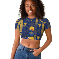 Amun Raglan Cropped T shirt Ancient Egyptian Hieroglyphic, Pharaoh and Scarab - Wonder Print Shop