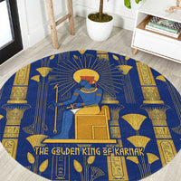 Amun Round Carpet Ancient Egyptian Hieroglyphic, Pharaoh and Scarab - Wonder Print Shop